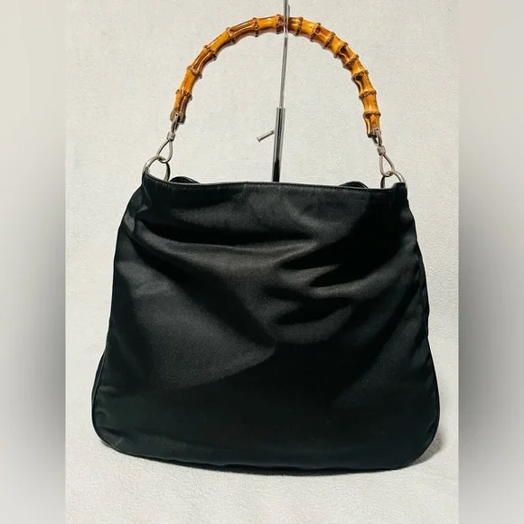 Gucci Bamboo Nylon/ Patented Leather Shoulder Bag - Picture 3 of 15